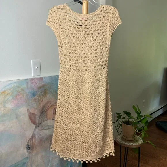 Lilly Pulitzer Paley Crochet Sweater Dress Gold Metallic Style #26045 Size Small - Picture 7 of 13